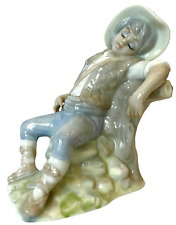 TENGRA Porcelain SPANISH BOY Sitting on TREE Trunk VTG Statue/ Figurine-SPAIN picture
