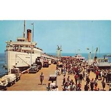 1960's Steamer Ship Trucks Fishing Trawler Dock Avalon Ca. Postcard 2R3-198 picture