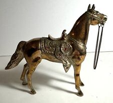 Vintage 1950's Bronze Western Style Horse With Red Rhinestones Statue Figurine picture