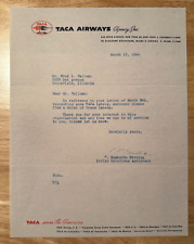 TACA Airways System - 1948 Miami, Florida vintage business letter picture