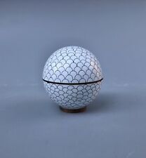 Vintage White Cloisonne Fish Scale Round Ball Container Jar picture