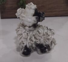 Vintage Black and White Spaghetti Poodle Dog Linguine Hair Sitting picture