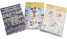Lot Of 3 Vintage Mickey Mouse Disney Gibson Wrap Wrapping Paper NEW NOS USA  picture
