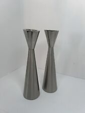 Beautiful Mid Century Modern MCM Candlesticks Steel - Weighted picture
