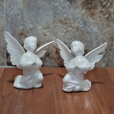 Vintage Iridiscent Luminous Winged Angel Cherub Set of 2 picture