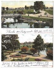 Paterson New Jersey lot of 2 c1905 West Side Park, lake, fountain, bridge picture