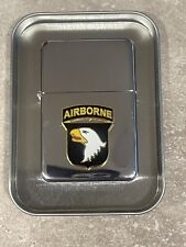 Military Star lighter.  101st Airborne Division chrome lighter. and black matte picture