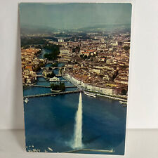Geneve Aerial View of the Water Jet and the Harbor Postcard picture