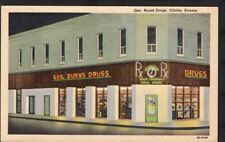 Postcard Olathe KS Geo. Burns RX Drugs Bldg Street View Posted 1957 Linen picture