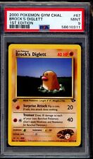 PSA 9 Brock's Diglett 2000 Pokemon Card 67/132 1st Edition Gym Challenge picture
