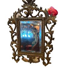 Ornate Victorian Brass Finish Mirror Picture Frame Vintage picture