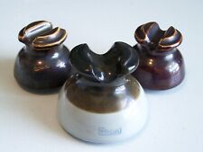 Vintage Glazed Ceramic Electrical Insulators 1 Lg. Knox & 2 Sm. Locke   Lot of 3 picture