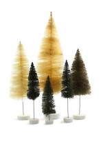 Ombre Hue Christmas Village Bottle Brush Trees Set of 6 Natural Colors picture