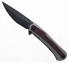Kansept Kratos Folding Knife Titanium/Red/Black CF Handle S35VN Plain K1024A9 picture