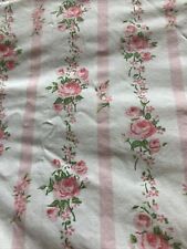 Vintage Cannon Sheet Fitted Roses Pink Ribbon Cotton Cottage Core FULL Pretty picture