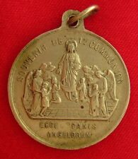  Antique FIRST HOLY COMMUNION Medal BEHOLD THE BREAD OF THE ANGELS Pendant picture