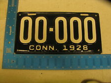 1928 28 CONNECTICUT SAMPLE LICENSE PLATE TAG SAMPLE 00-000 (KC) REPAINT REPAINT picture