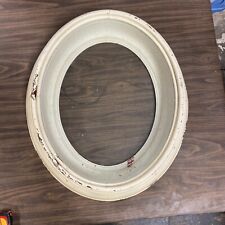 Large Antique Painted Wood Oval Picture Frame with Original Wavy Glass picture