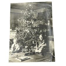 Vintage Photo December 1935 Christmas Tree Train Track Kids Black & White picture