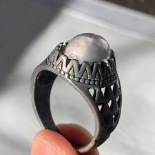 RARE ANCIENT ROMAN RING OLD SILVER JEWELRY FINDS EUROPEAN WITH STONES size 7 picture