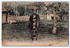 Singapore Postcard Scene of a Woman with Basket on Head c1910 Antique Posted picture