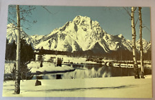 Mt. Moran, Winter Scene, Snake River, Peaceful, Postcard, J4938, divided back picture
