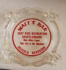 Vintage Glass Ashtray Advertising Walt's Bar In Osceola, Nebraska picture
