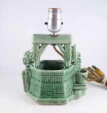 Vintage Buckingham Ceramic Green Rustic Country Wishing Well Lamp picture