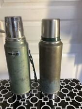 Vtg Aladdin Stanley Thermos Quart Steel A-944DH Vacuum Bottle w Handle Green - 2 picture