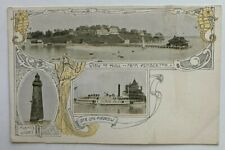 c1900s MA Postcard View of Hull Steamer Gov Andrew Minot's lighthouse multi-view picture