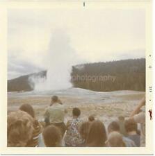 FOUND PHOTOGRAPH Color GEYSER TOURISTS Original Snapshot VINTAGE JD 13 18 M picture