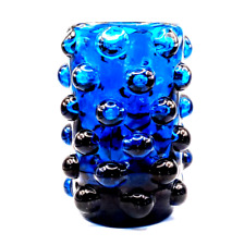 Blenko Bubble Glass Vase by Wayne Husted  ~ Cobalt Blue picture
