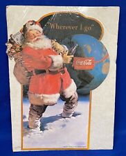 Vintage 1991 Coca Cola Wherever I go Cardboard Santa Clause Christmas Display picture