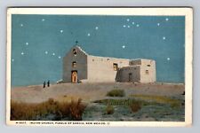 Sandia NM-New Mexico, Pueblo Indian Church By Starlight, Vintage c1925 Postcard picture