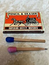 Superior Safety Match Stick Pencil And Eraser Novelty Set made in Japan picture