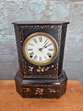 Antique Iron Front, Mother-of-Pearl Clock, 8 Day, circa 1850 picture