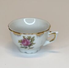 Vintage Porcelain Miniature Teacup Pink Rose Gold Trim picture
