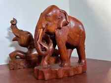 Vintage Hand Carved Wooden Elephant Lot picture