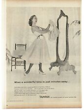 1956 TAMPAX Tampons feminine hygiene Pretty woman white dress Vintage Print Ad picture