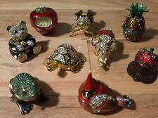 Bejeweled Lot Of 9 Hinged Magnetic Closure Trinket Boxes picture