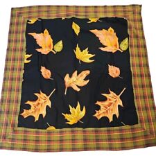 Vintage April Cornell Plaid Leaves Tablecloth 54” Square picture