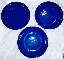 ENGLAND DENBY IMPERIAL BLUE Brown Edge Rim Pasta Bowl Set Of 3 picture