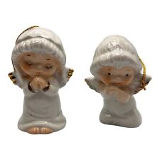 Lot Of 2 Vintage ROC Ceramic Christmas Angels Figurines Praying Ornaments 3