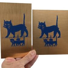 Pair of Cat Brass Plates ~ Printing? Lithograph? Halloween? ~ Retro Mod 1960's picture
