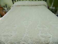 L-24 VINTAGE CANYON HOME BY DAMZE CO. WHITE FLORAL CHENILLE BEDSPREAD KING picture