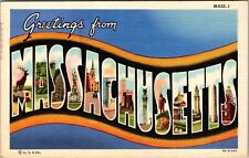 Massachusetts MA-Massachusetts, Banner Greeting, Vintage Postcard picture