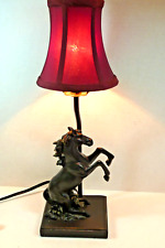 Vintage Rearing MUSTANG WILD HORSE Accent Table Lamp w Shade Dark Brown 16.5