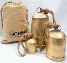 HIGHBIX Set of 3 Giant Harmony Cow Bells Vintage Handmade Rustic Christmas Bell picture
