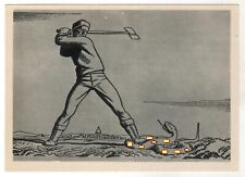 1960 ROCKWELL KENT MAN kills a snake Death to fascism Russian postcard old picture