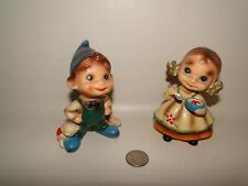 Vintage Ceramic Sweet Pair of Kids Figures (Girl & Boy) Made Japan  picture